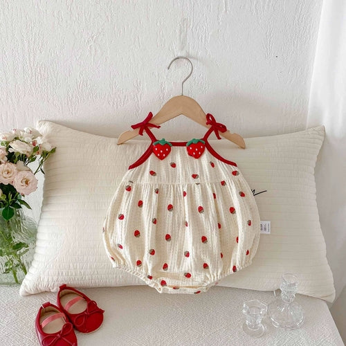 Summer Arrival Baby Girls Cute Sleevelesss Fruits Pattern Onesies