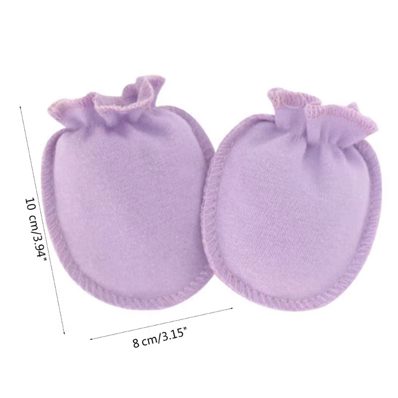 5-Pair Infant Scratch-Proof Gloves Solid Color Mittens Cotton Gloves 0-3Month Newborn No-Scratch Gloves Baby Essential