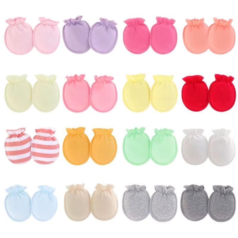 5-Pair Infant Scratch-Proof Gloves Solid Color Mittens Cotton Gloves 0-3Month Newborn No-Scratch Gloves Baby Essential