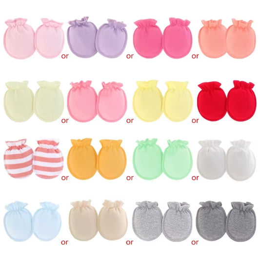 5-Pair Infant Scratch-Proof Gloves Solid Color Mittens Cotton Gloves 0-3Month Newborn No-Scratch Gloves Baby Essential